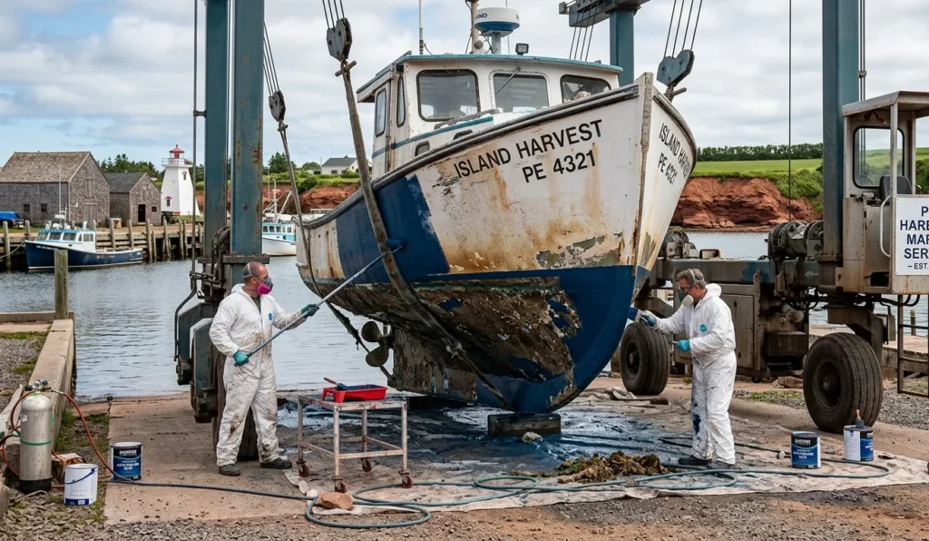 Boat anti fouling painting service in Halifax waterfront