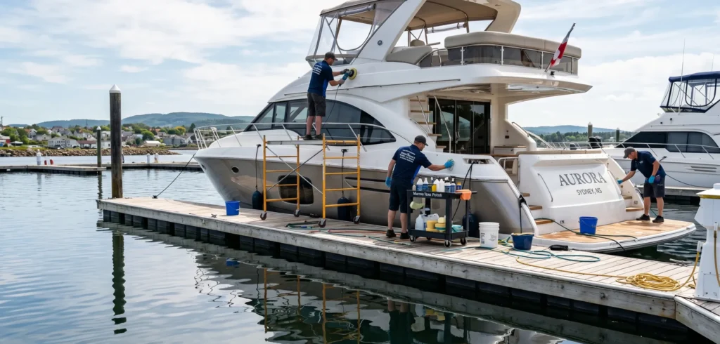 Boat cleaning service in Baddeck marina Nova Scotia