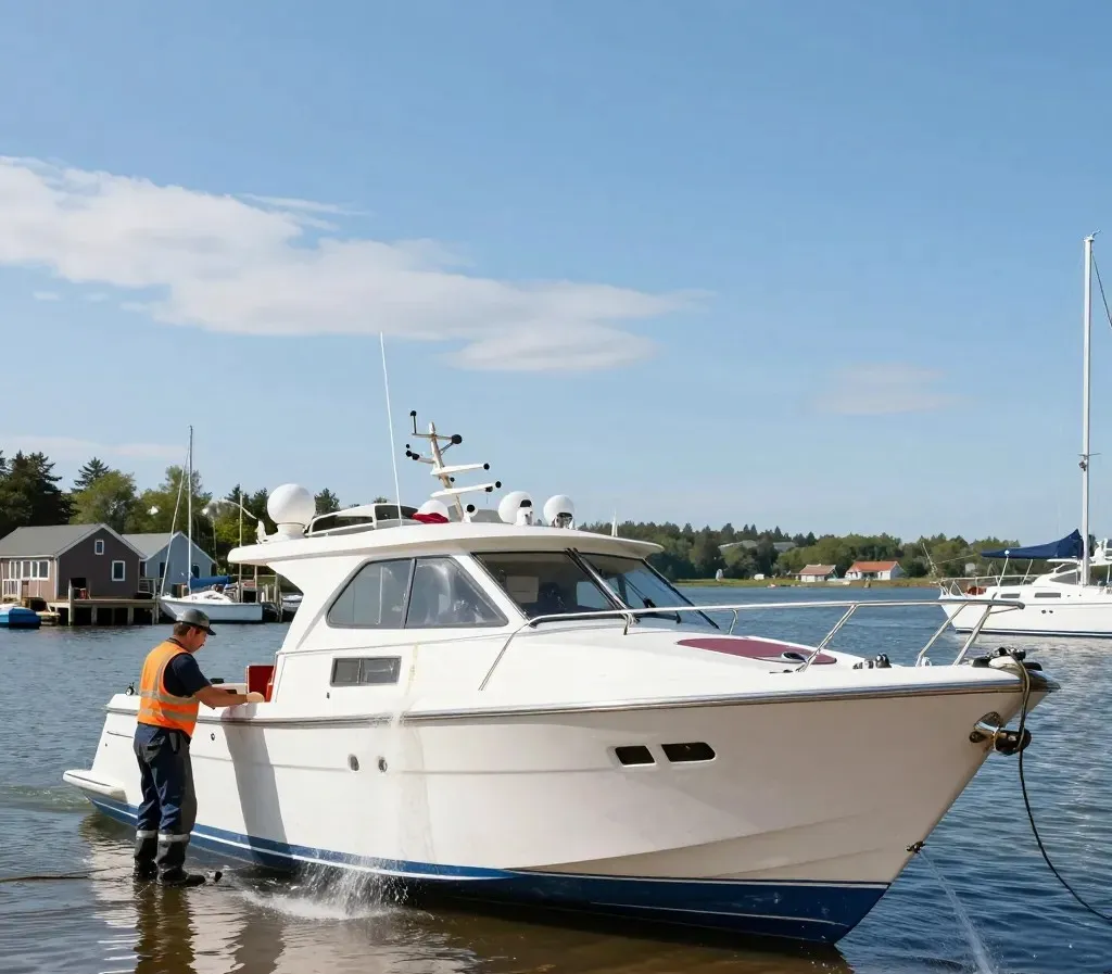 Boat cleaning service in Grand Manan coastal marina