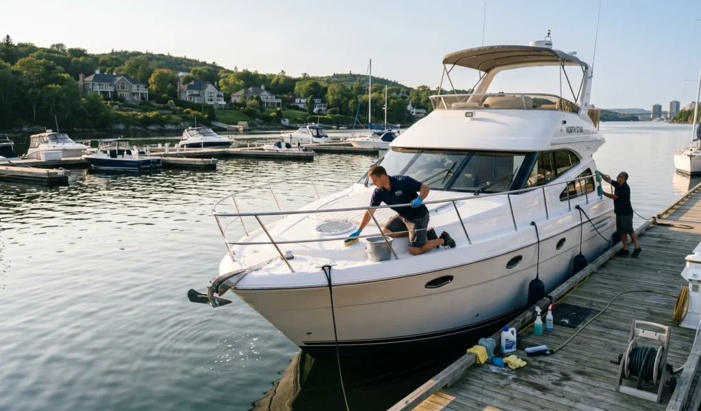 Boat cleaning service in Halifax Northwest Arm marina