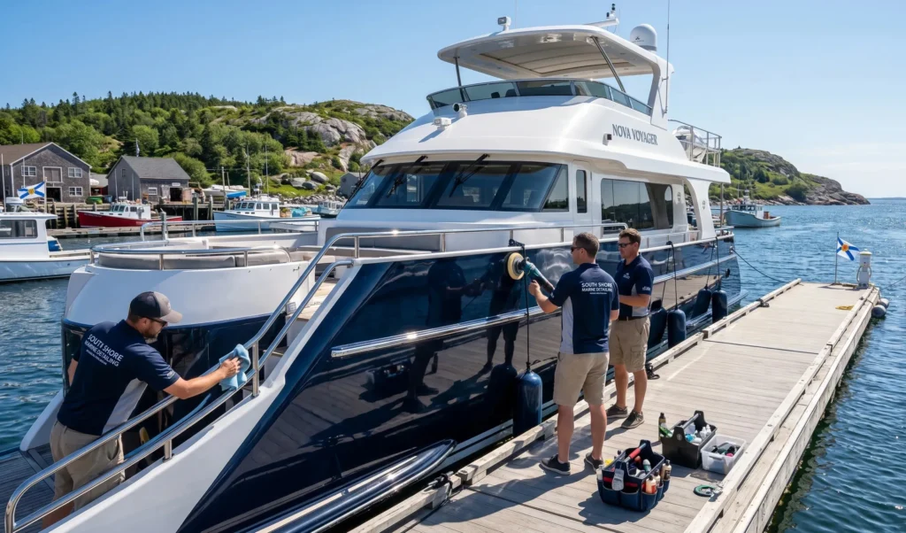 Boat cleaning service in Lunenburg Nova Scotia marina