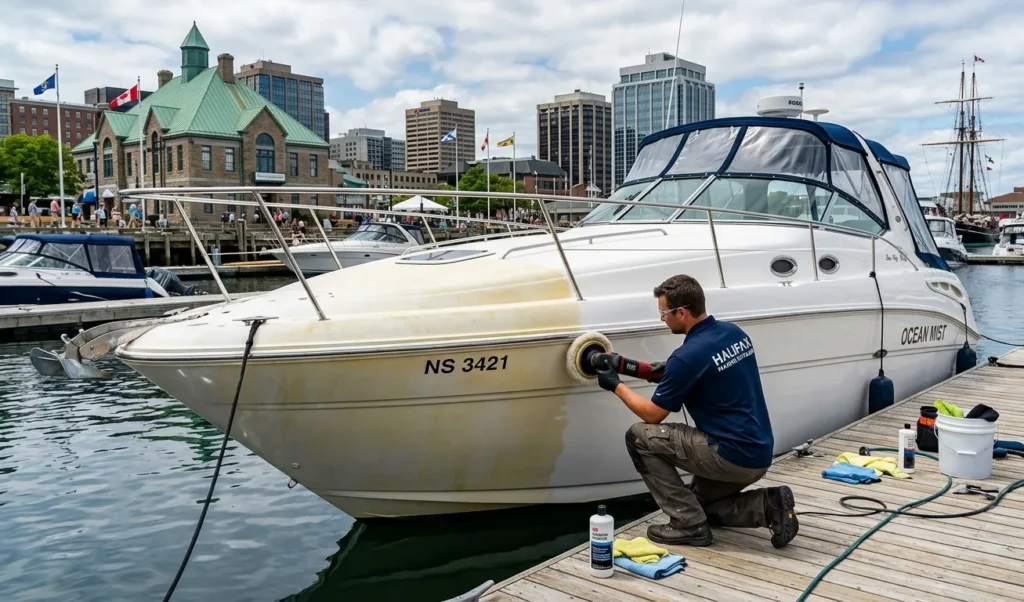 Boat oxidation removal Halifax waterfront