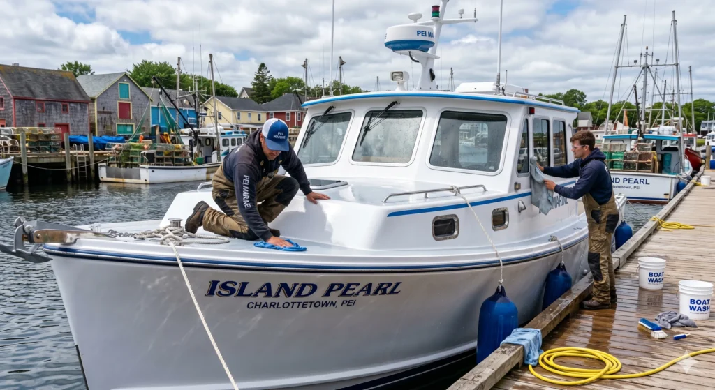 Boat basic wash and dry service in Halifax waterfront
