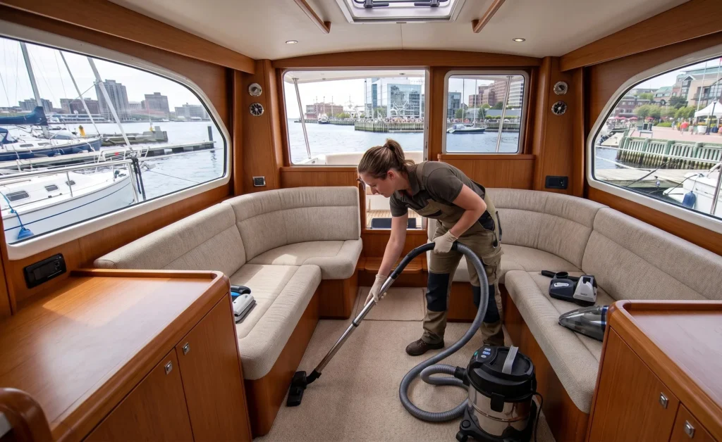Boat cabin vacuuming service in Halifax waterfront