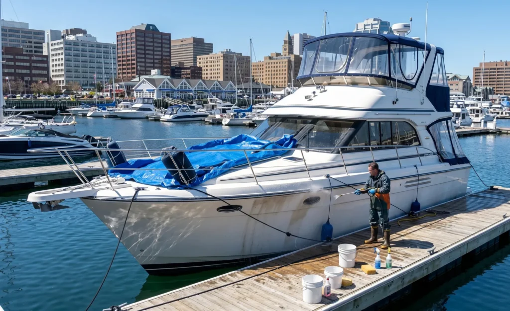 Boat spring cleaning service in Halifax waterfront