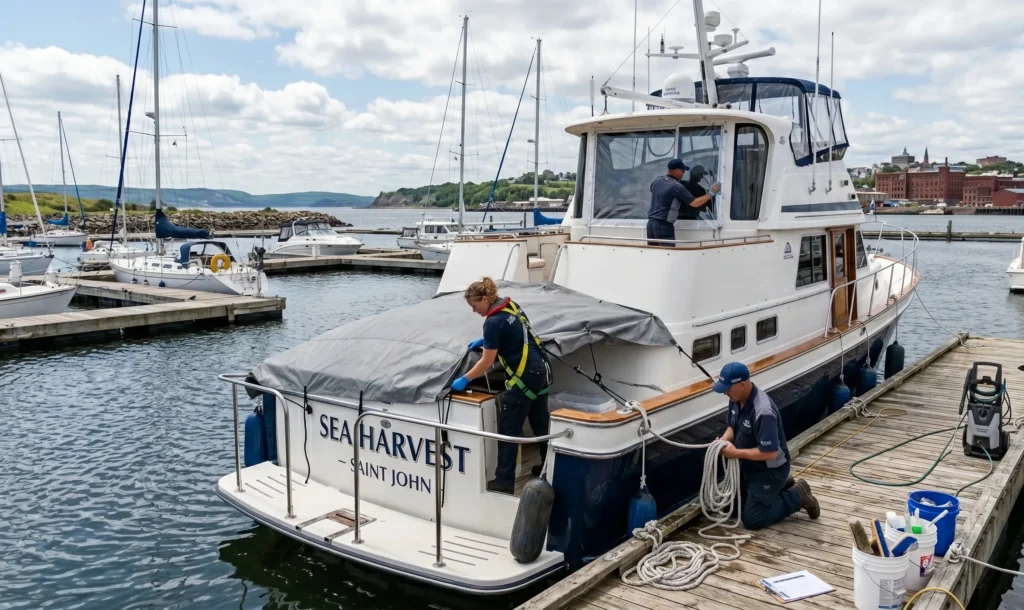 Boat spring cleaning service in Halifax waterfront
