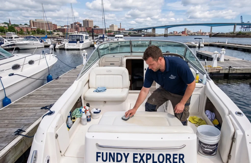 Boat vinyl cleaning service in Halifax waterfront
