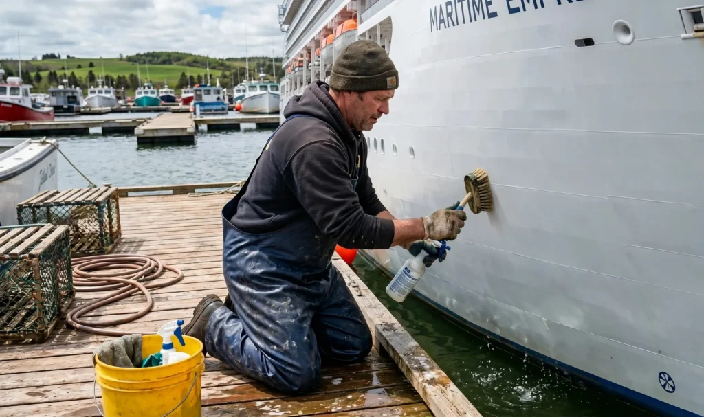 Boat harbor stain removal service in Halifax waterfront