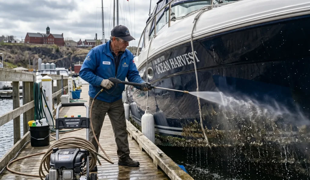 High pressure hull cleaning service in Halifax waterfront