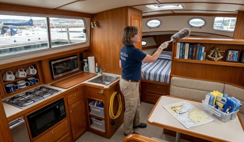 Marine cabin dusting service in New Brunswick marina