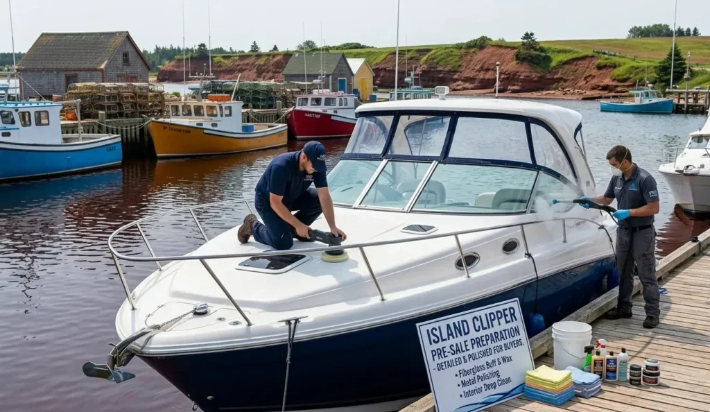 Marine showroom cleaning service in New Brunswick marina