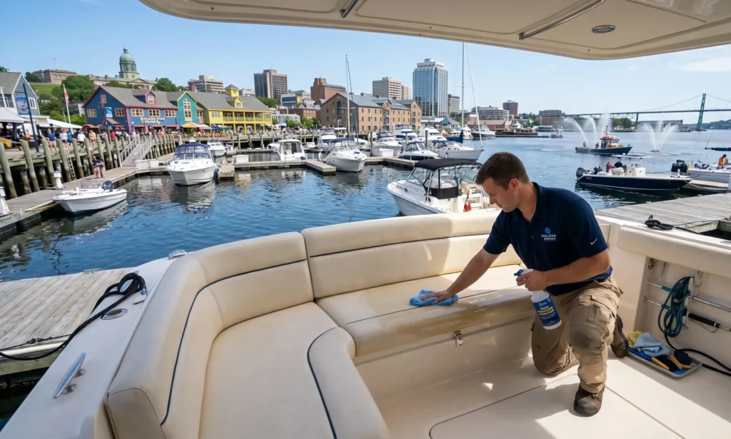 Boat vinyl cleaning service in Halifax waterfront