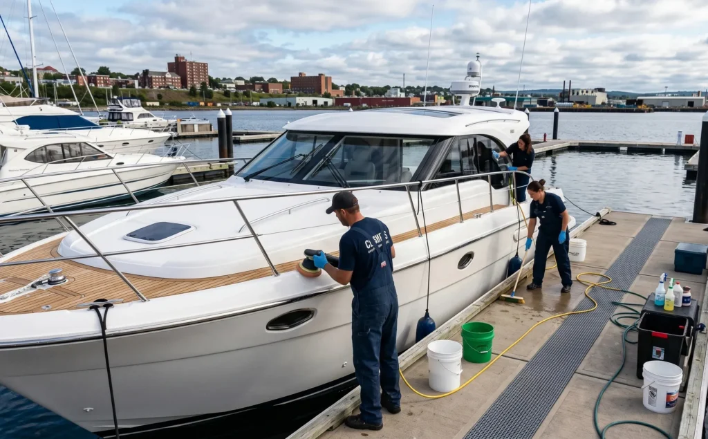 Boat cleaning service along Cape Breton coastline