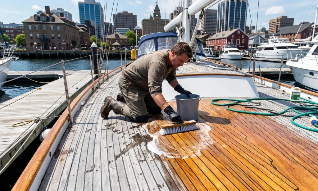 Teak wood cleaning service in Halifax waterfront