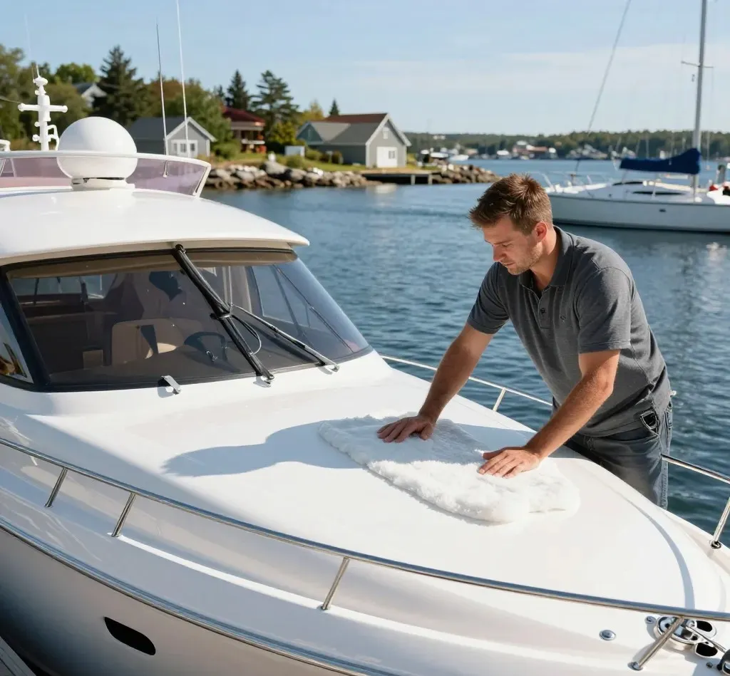Boat cleaning service in Bay of Fundy marina