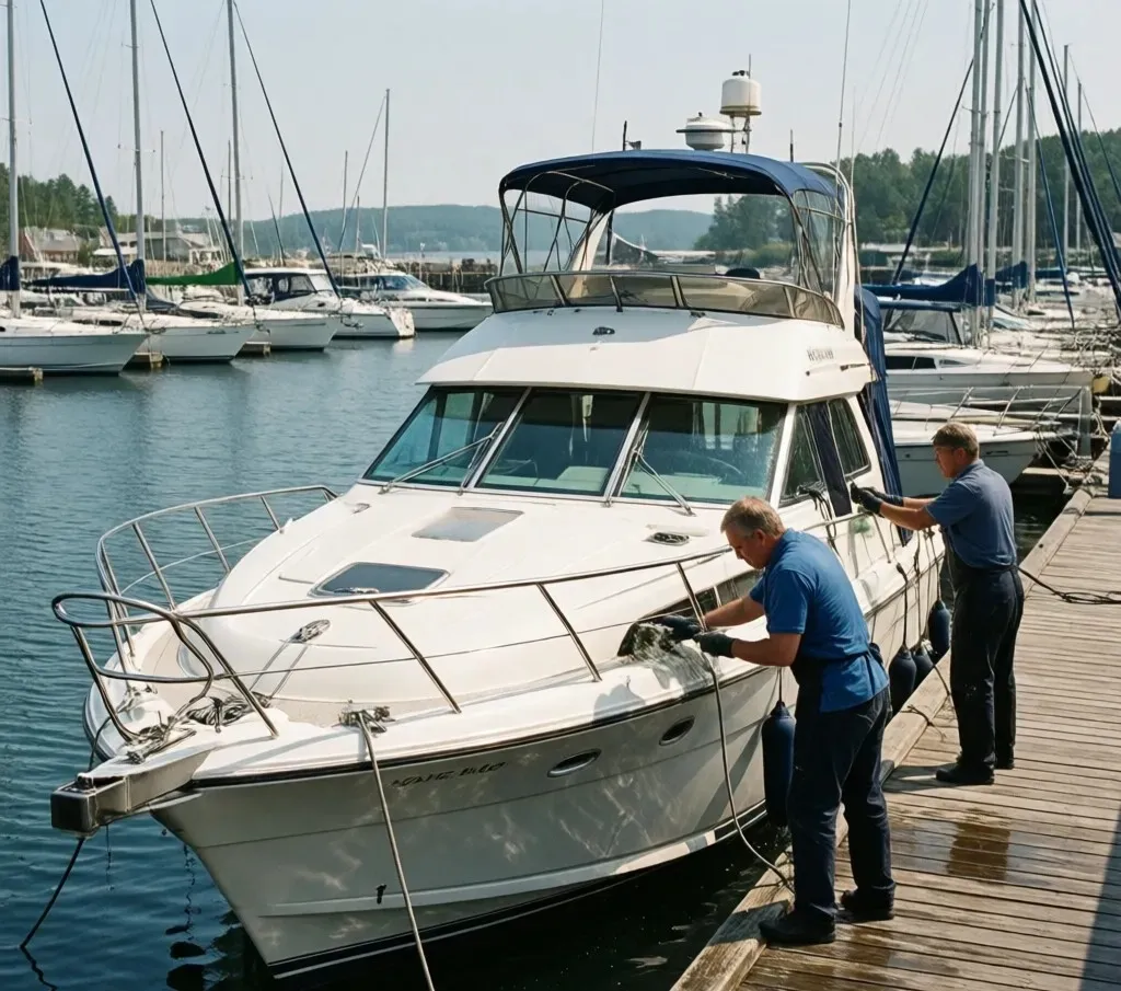 Boat cleaning service in Miramichi river marina