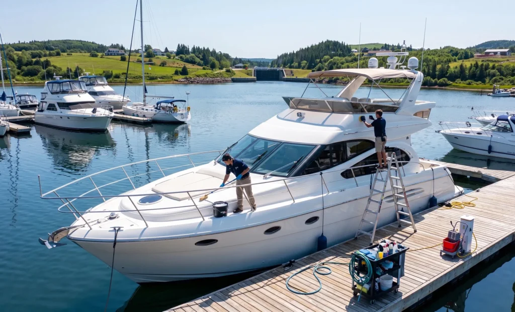Boat cleaning service in Sydney Nova Scotia marina