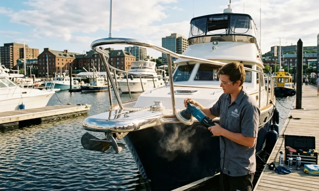 Boat metal polishing Saint John marina