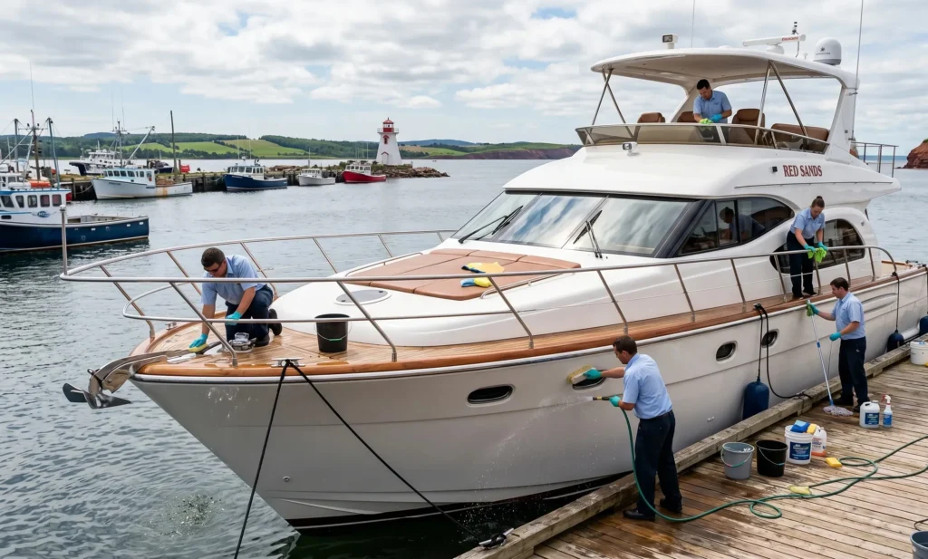 Yacht cleaning service in New Brunswick marina